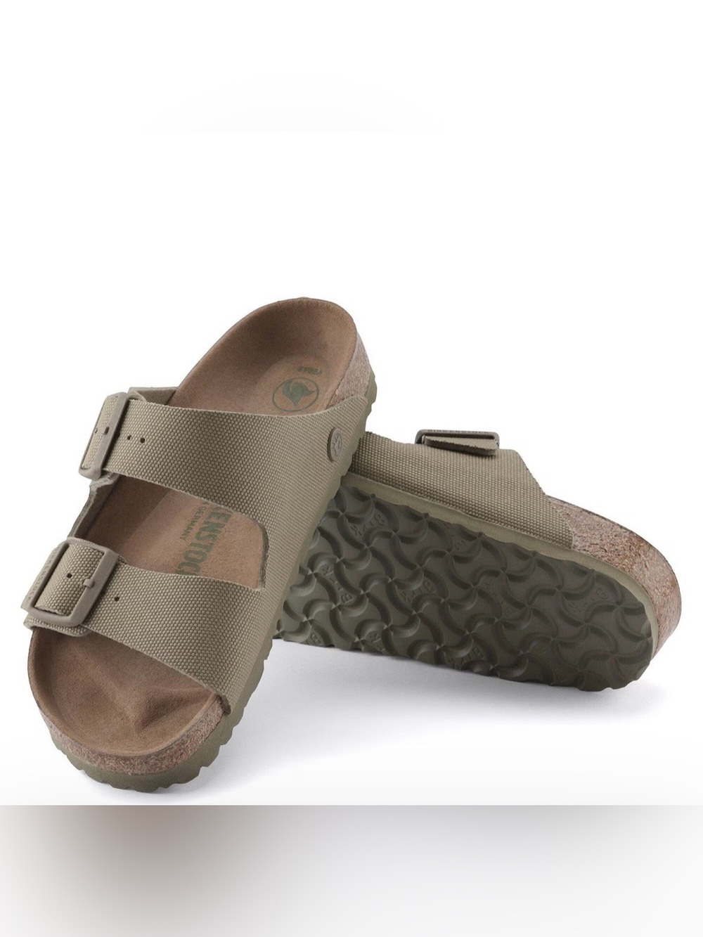 Birkenstock 💅🌴 Faded Khaki Arizona Textile Canvas Vegan Sandals 8 8.5 39 NEW - Picture 4 of 12